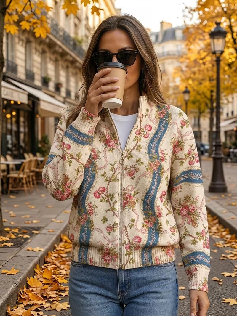 EULALIA | CLIMBING ROSE ZIP-UP CARDIGAN