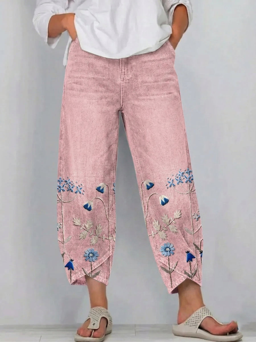 Avery - Casual Embroidered Trousers with Pockets