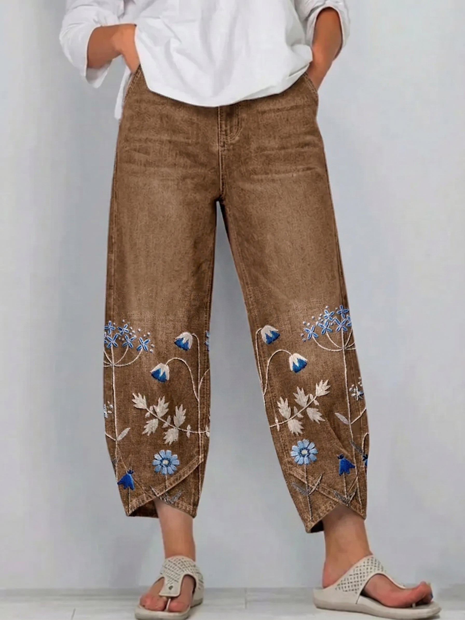 Avery - Casual Embroidered Trousers with Pockets