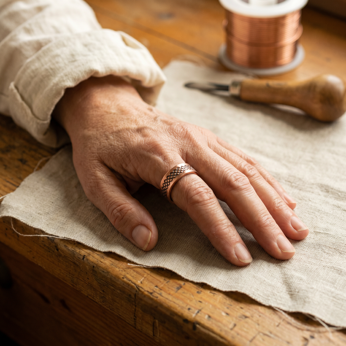 Charlotte's Grid Copper Ring