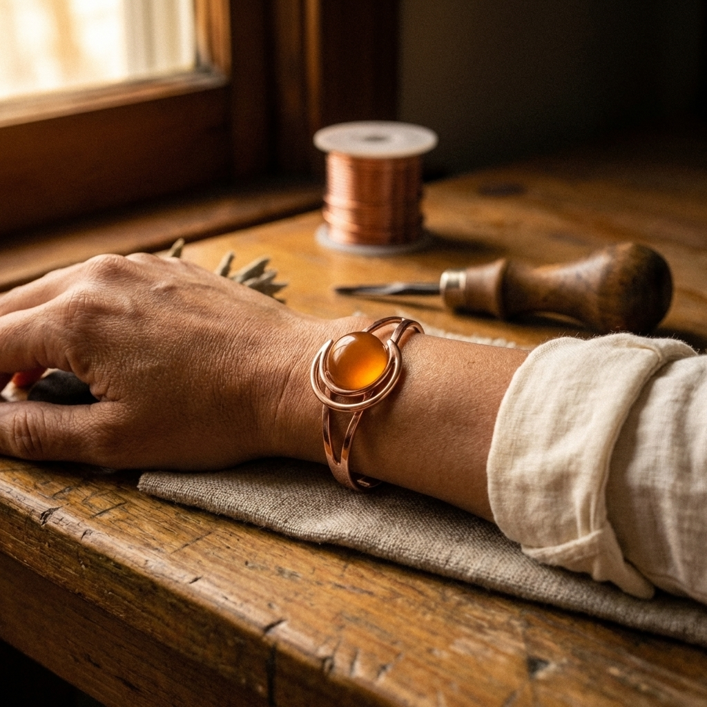 Charlotte's Sphere Orange Copper Bracelet