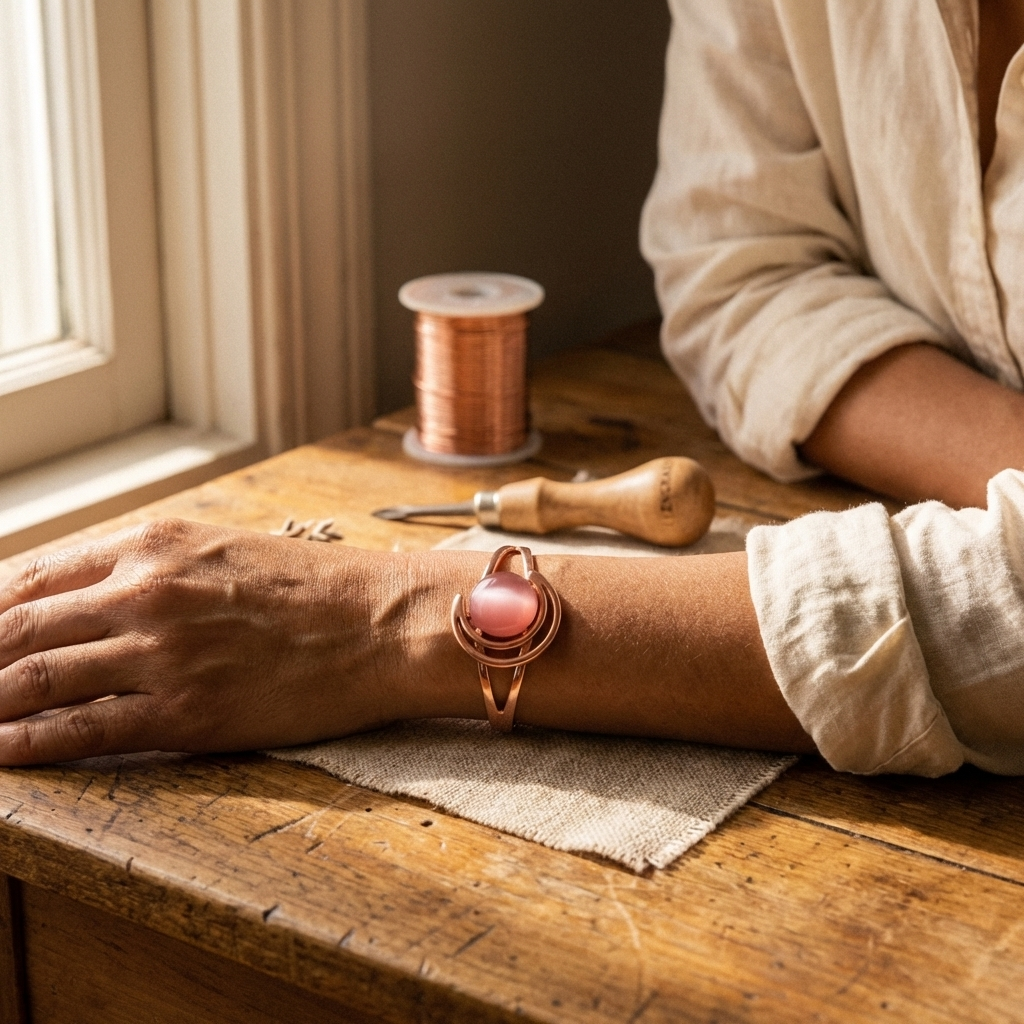 Charlotte's Sphere Pink Copper Bracelet
