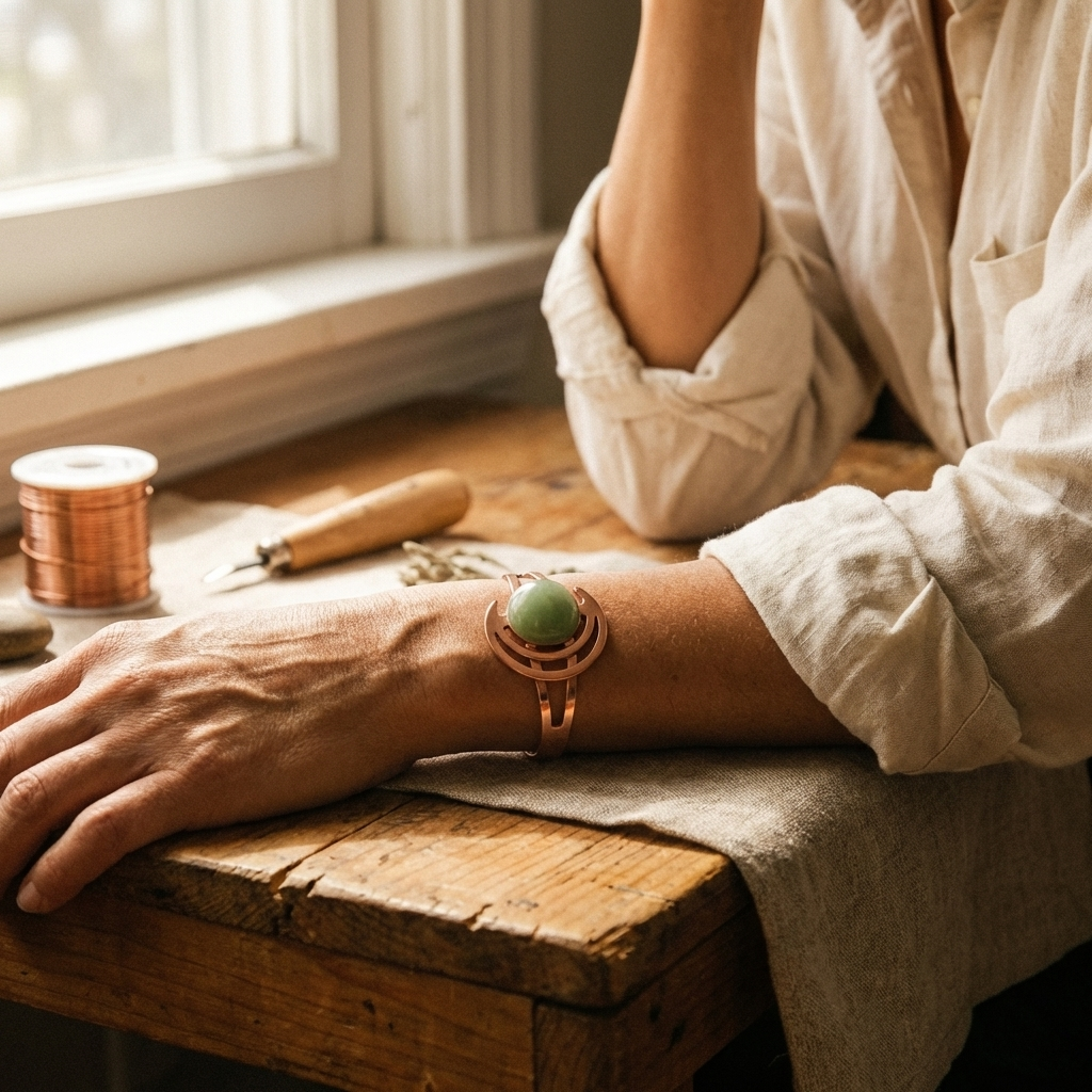 Charlotte's Sphere Green Copper Bracelet