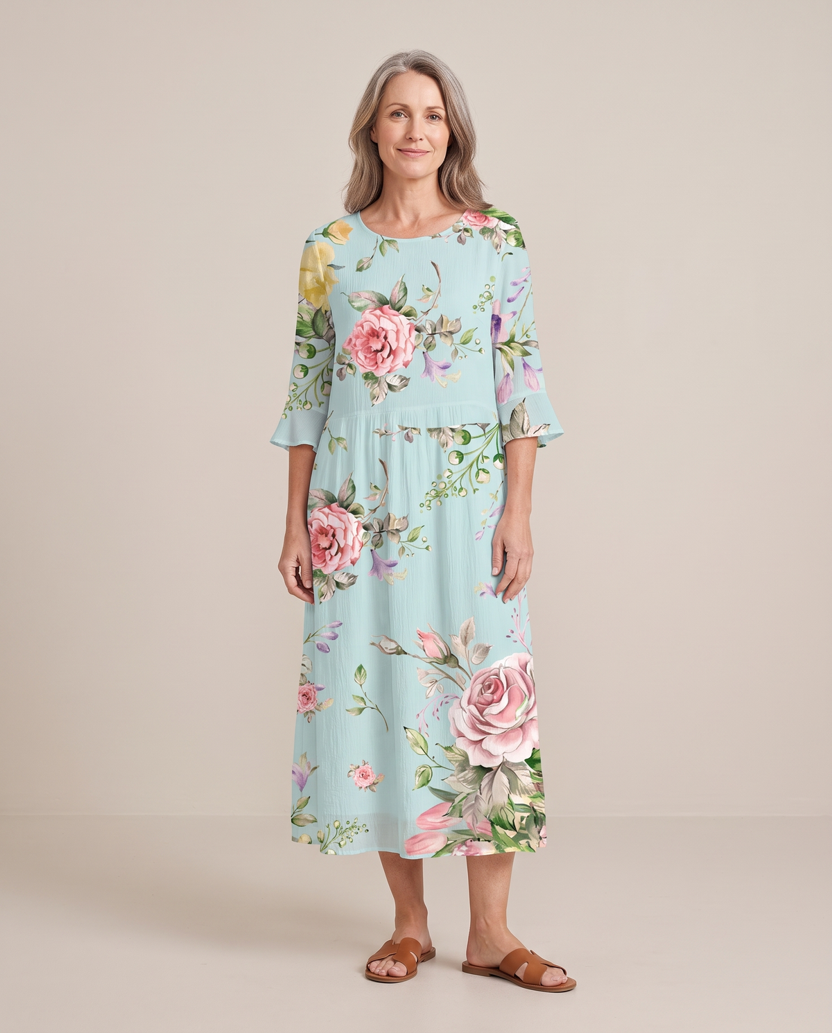Delphine | Pastel Print Midi Dress