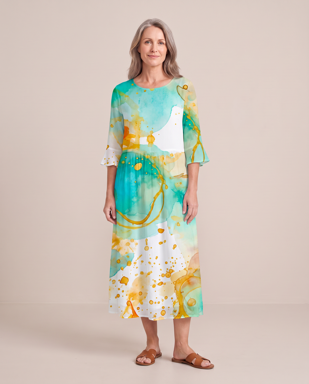 Delphine | Pastel Print Midi Dress
