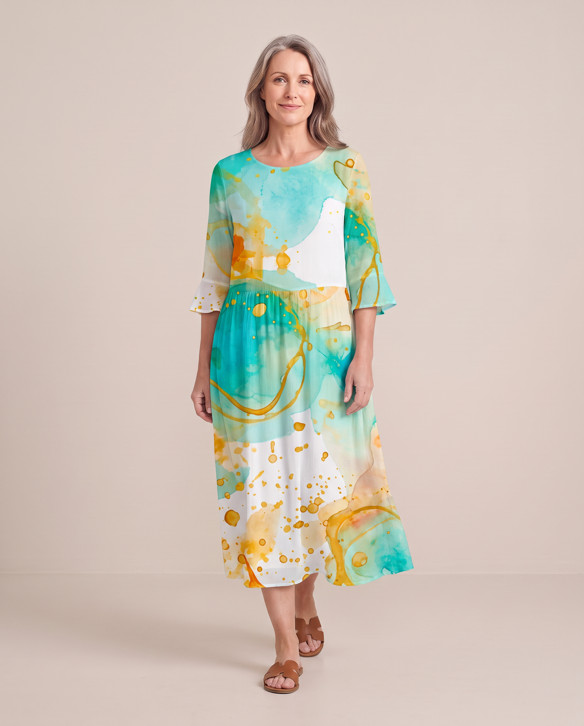 Delphine | Pastel Print Midi Dress