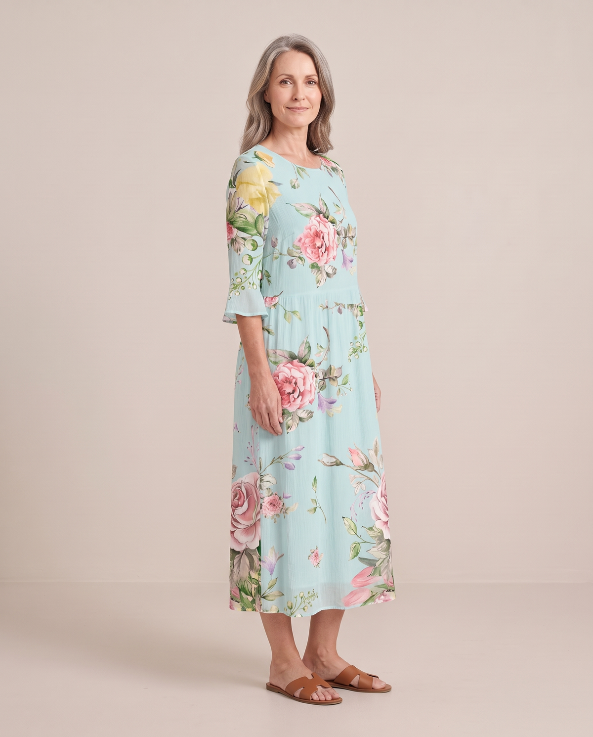 Delphine | Pastel Print Midi Dress
