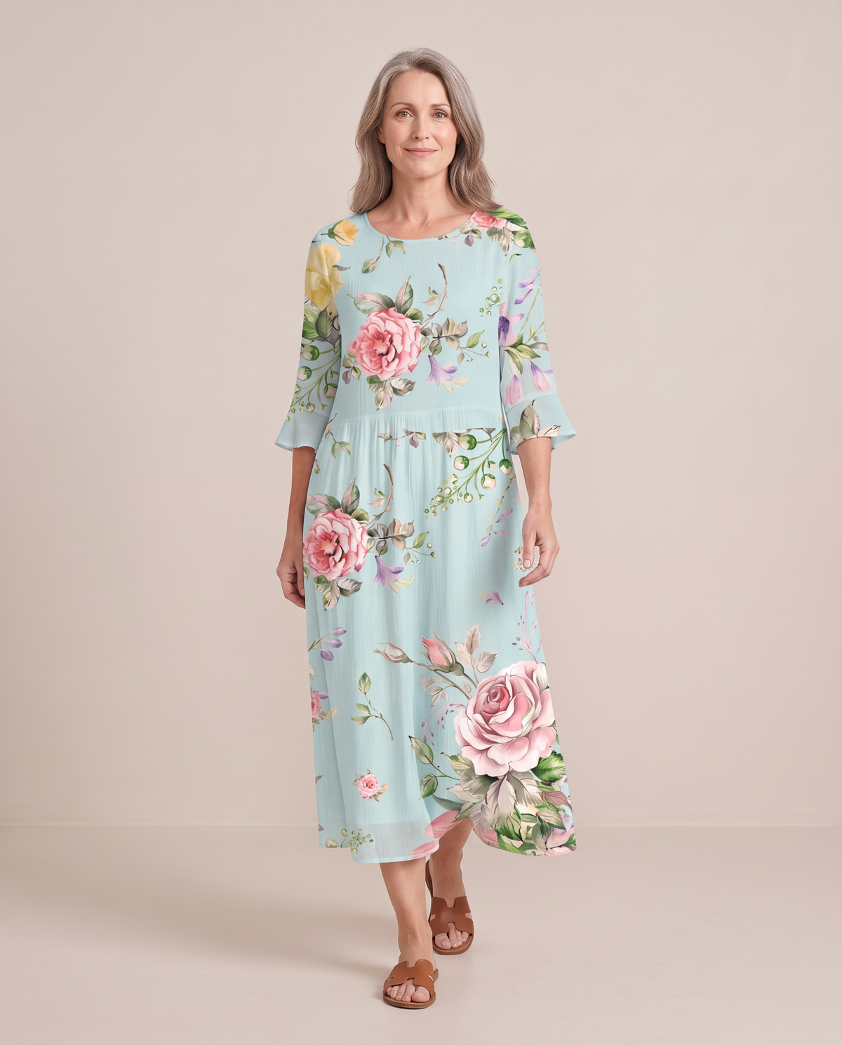 Delphine | Pastel Print Midi Dress